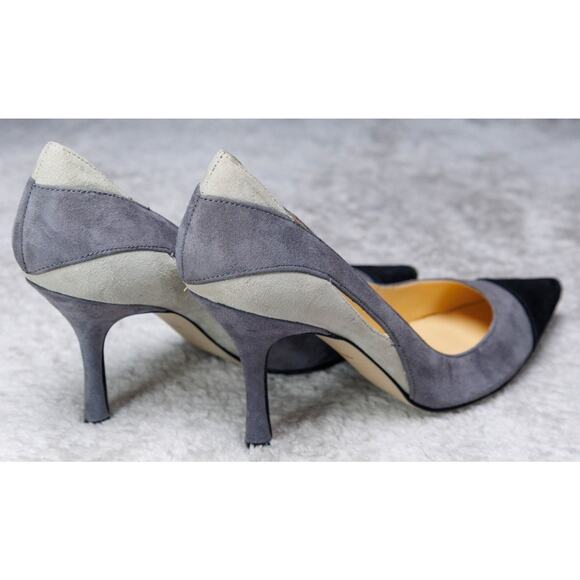 Audrey Brooke Black Gray Suede Cap Toe Heels Pumps Womens Size 8.5 - Picture 15 of 16